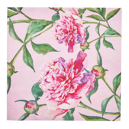 Pink Peonies Cocktail Napkins 20ct