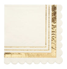 Gold and White Cocktail Napkins 20ct