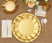 Satin Gold Wavy 12.5in Paper Chargers 8ct