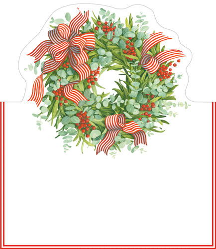 Ribbon Stripe Wreath Place Cards 8ct