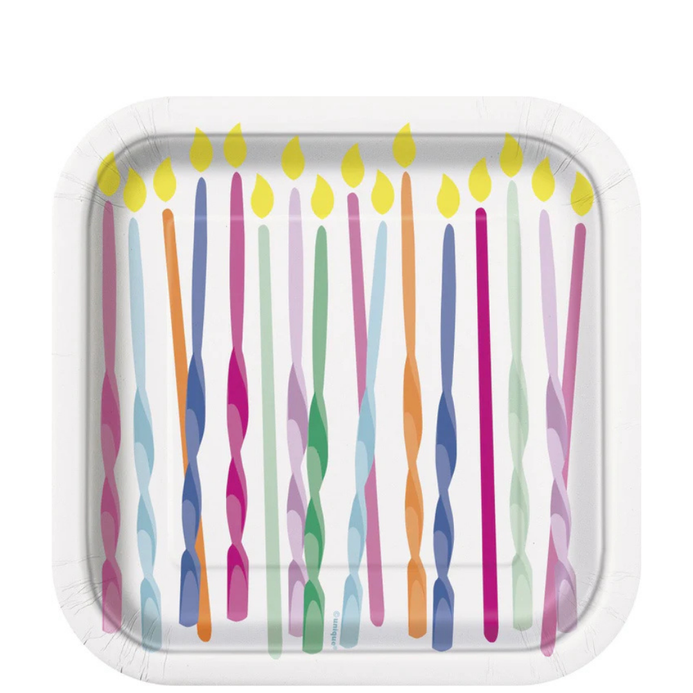 Pink Sprinkles Square 7in Dessert Plates 8ct