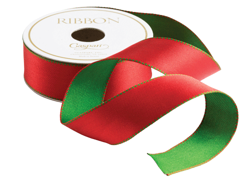 Satin Red and Green Ribbon - 10 Yards