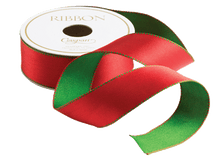 Satin Red and Green Ribbon - 10 Yards