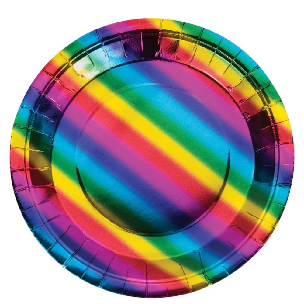 Rainbow Foil 9in Dinner Plates 8ct