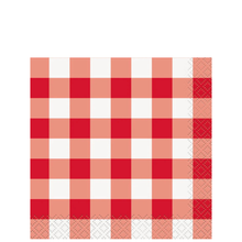 Red Gingham Beverage Napkins 16ct