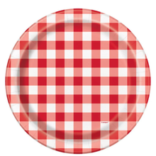 Red Gingham Round 9in Dinner Plates 8ct