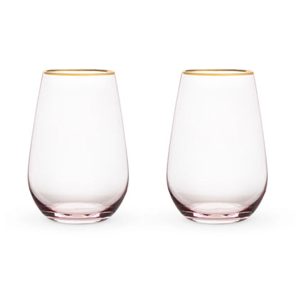 Rose Crystal Stemless Wine Glasses 2ct