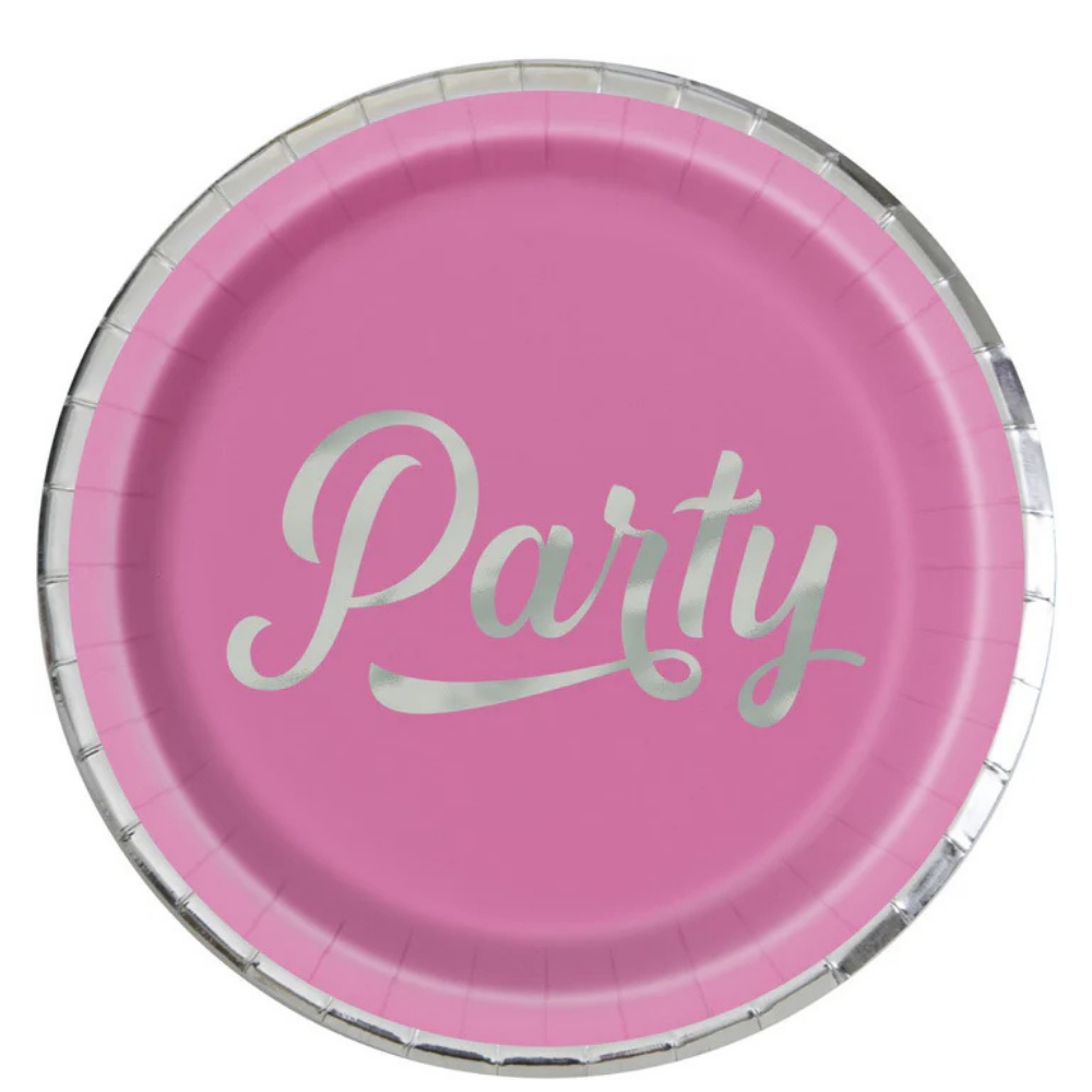Silver & Bright Party Foil 9in Dinner Plates 8ct
