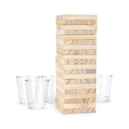Stack Stacking Blocks Drinking Game with Shot Glasses