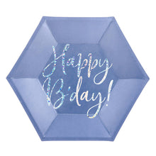 Happy Birthday Navy Sparkle 8in Plates 6ct