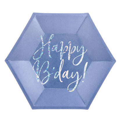 Happy Birthday Navy Sparkle 8in Plates 6ct