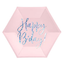 Happy Birthday Pink Sparkle 8in Plates 6ct