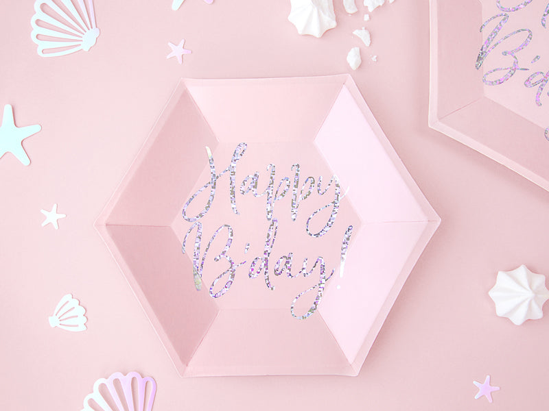Happy Birthday Pink Sparkle 8in Plates 6ct