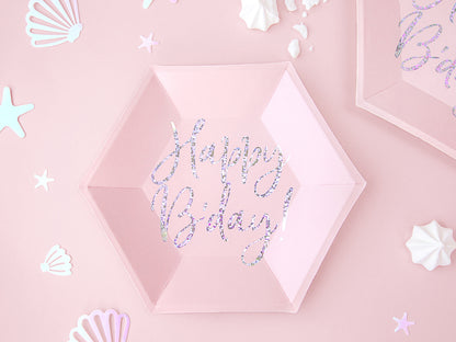 Happy Birthday Pink Sparkle 8in Plates 6ct
