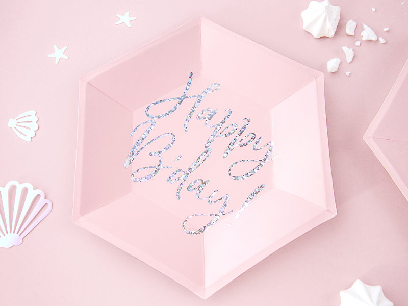 Happy Birthday Pink Sparkle 8in Plates 6ct