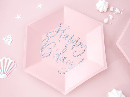Happy Birthday Pink Sparkle 8in Plates 6ct