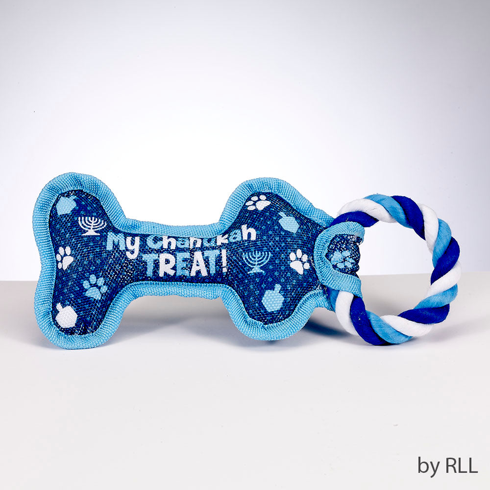 "Chewdaica" Chanukah Bone Squeaky Dog Toy