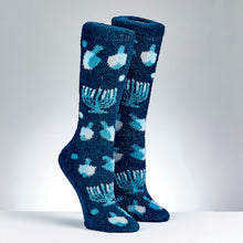 Cozy Adult Slipper Socks - Menorahs and Dreidels