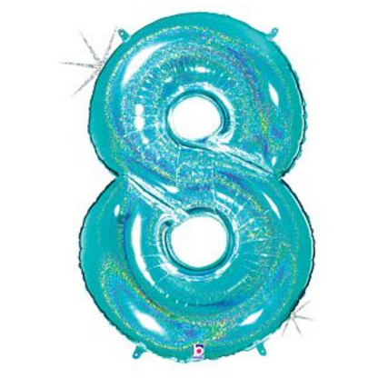 34in Number Balloons: Holographic Turquoise