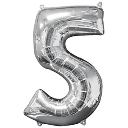 34in Number Balloons: Silver