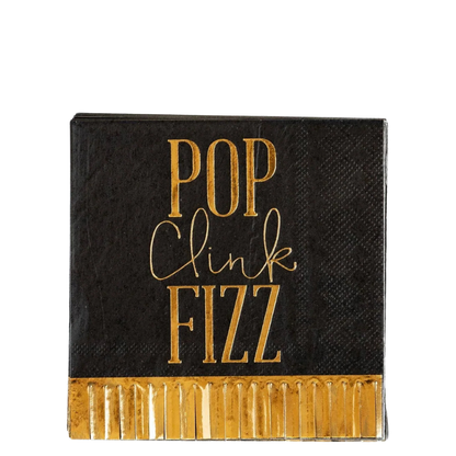 Pop Clink Fizz Fringed Cocktail Napkins 18ct