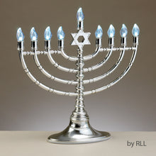 Silvertone LED Menorah with Clear Bulbs