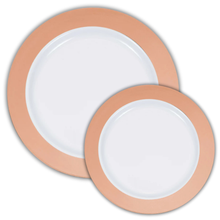 Premium Plastic Rose Gold Rim Plates 10ct