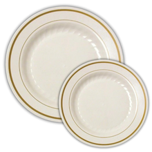 Regal Ivory Premium Plastic Plates with Gold Trim