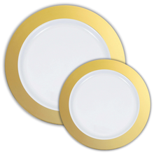 Premium Plastic Gold Rim Plates 10ct