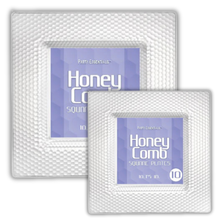 HoneyComb Square Plates - Clear 10 Ct.