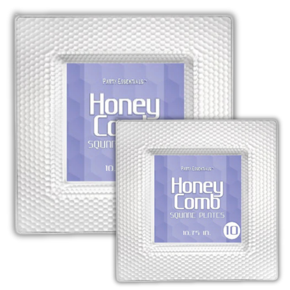 HoneyComb Square Plates - Clear 10 Ct.