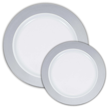 Premium Plastic Silver Rim Plates 10ct