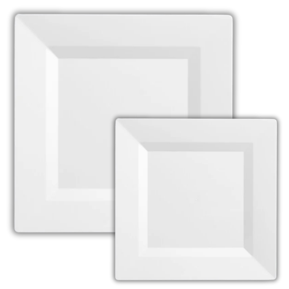 Premium Plastic Square White Plates and Bowls