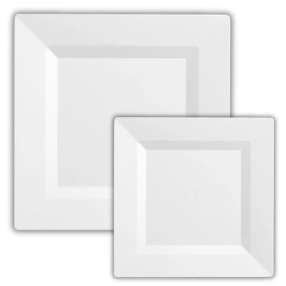 Premium Plastic Square White Plates and Bowls