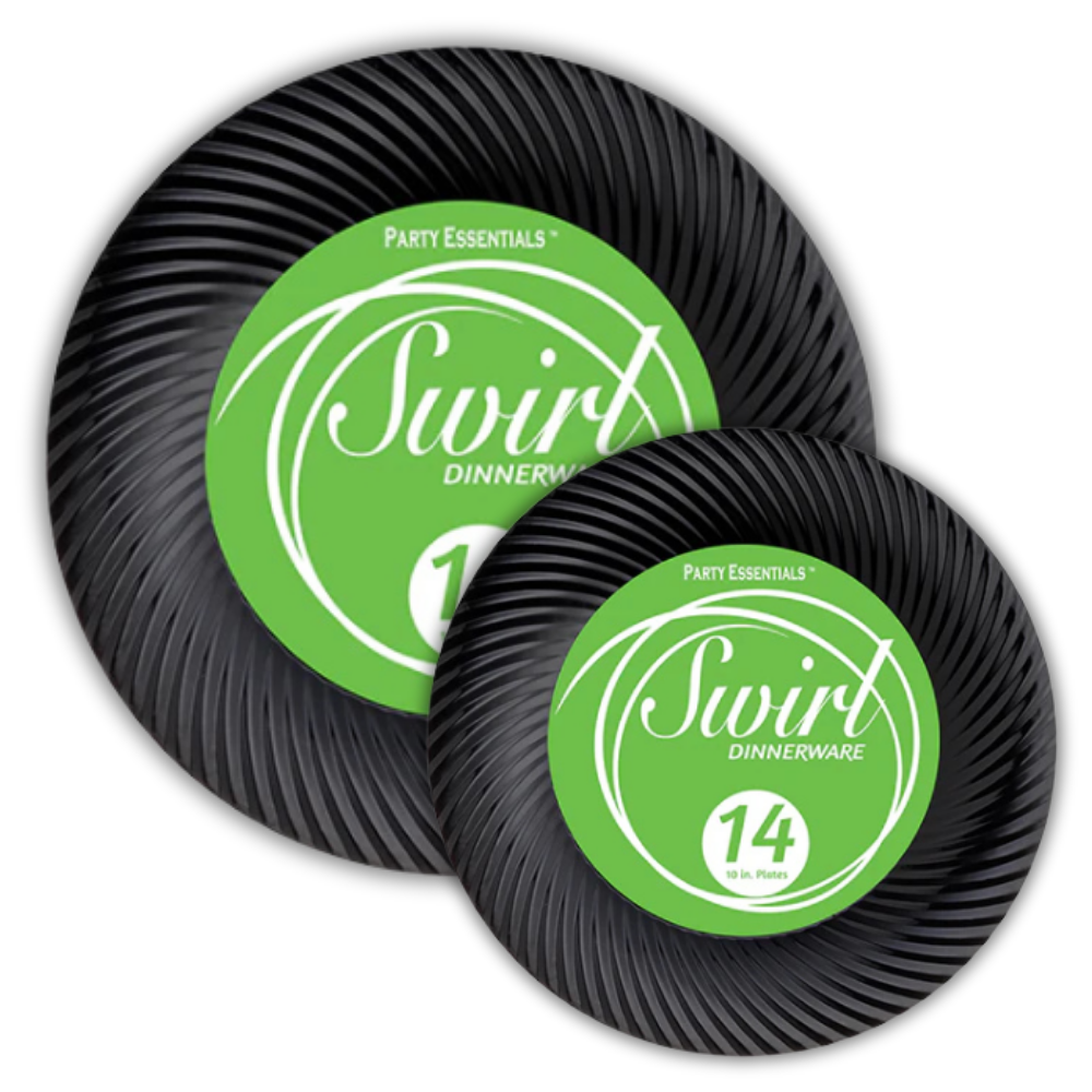 Black Plastic Premium Swirl Plates