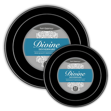 Black Plastic Plates Silver Rim 12ct