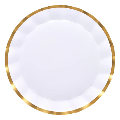White and Gold Wavy 12.75in Charger Plates 8ct