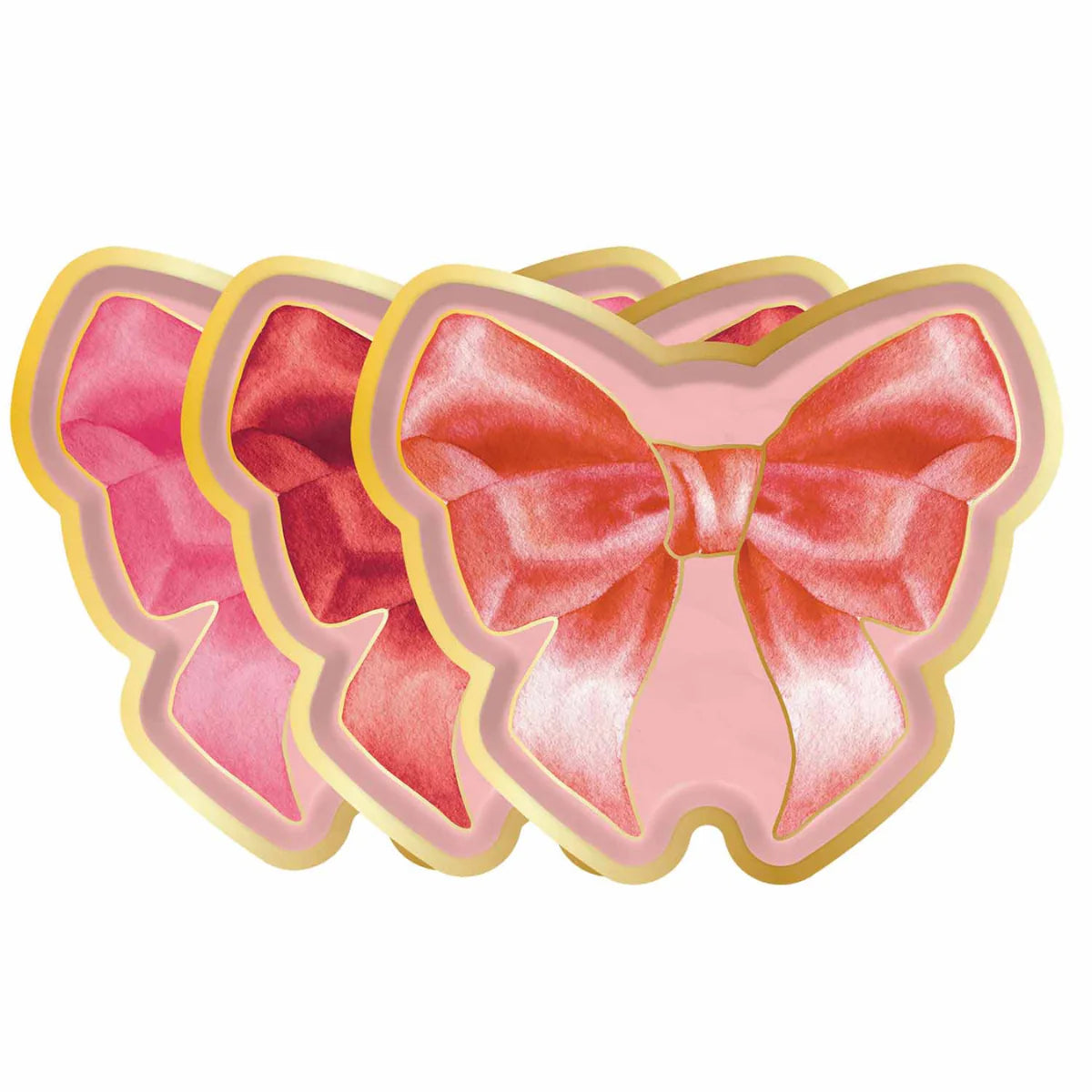 Pink Bows 6.5in Assorted Shaped Plates 8ct