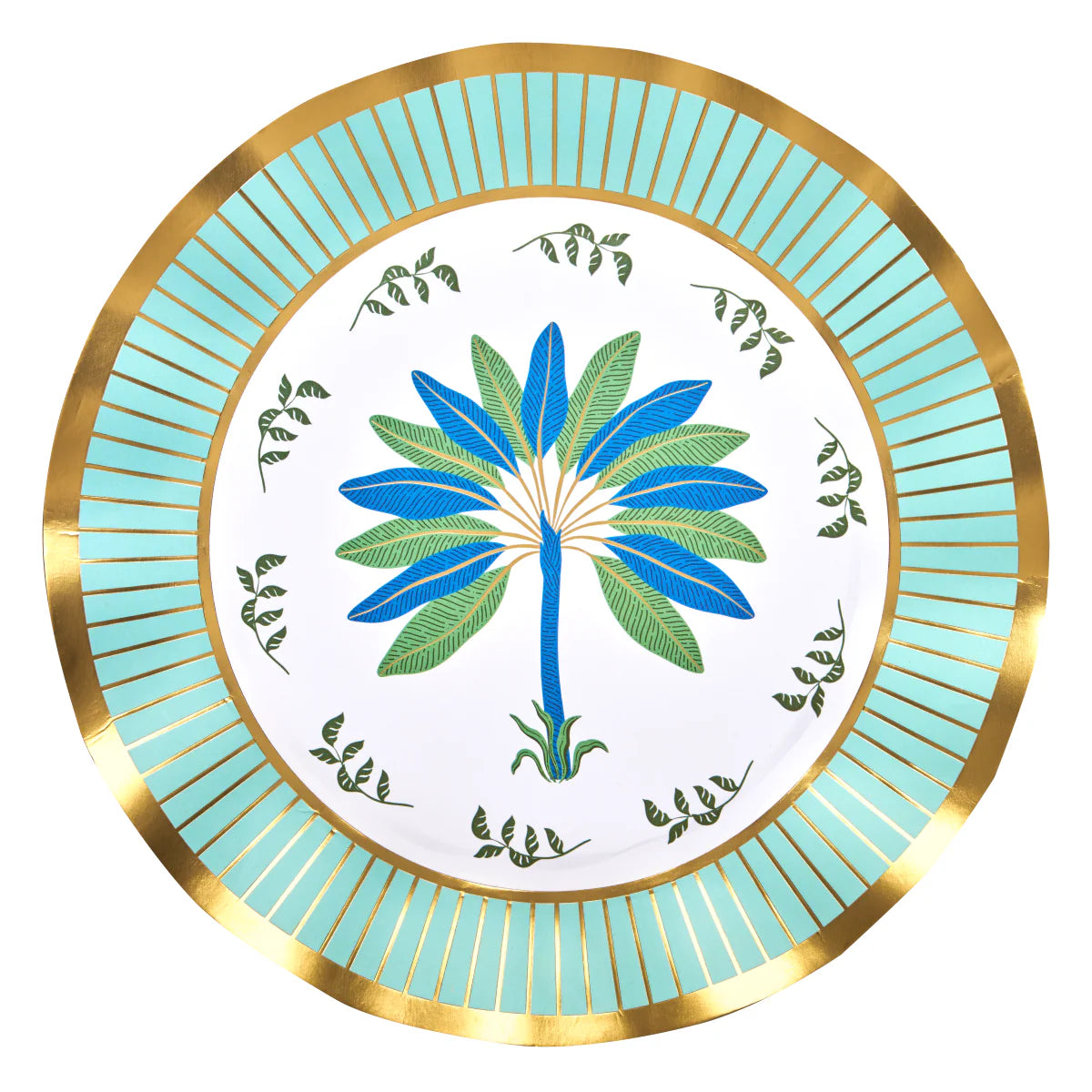 Preppy Palm Dinner Plate 8pk, 10.5" Gold Foil