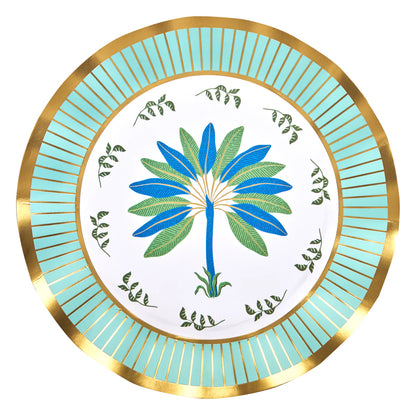 Preppy Palm Dinner Plate 8pk, 10.5" Gold Foil