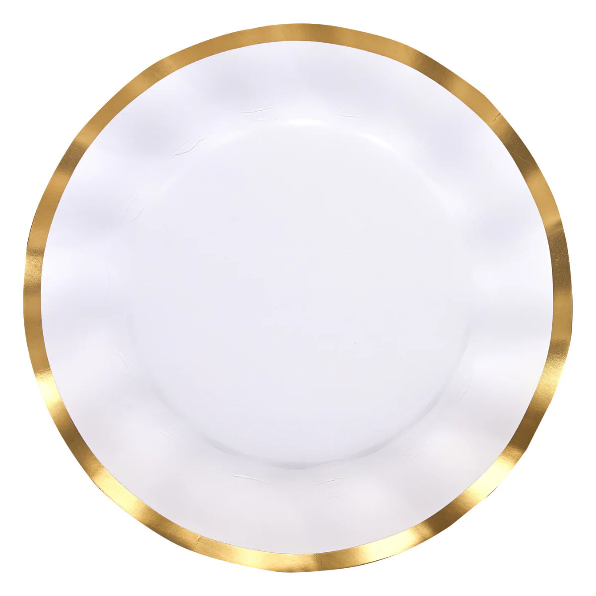 White and Gold Wavy 10.5in Dinner Plates 8ct