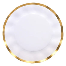 White and Gold Wavy 10.5in Dinner Plates 8ct