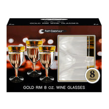 8 oz. 1 pc. Wine Glasses Box Set - Clear w/Gold Rim 8ct
