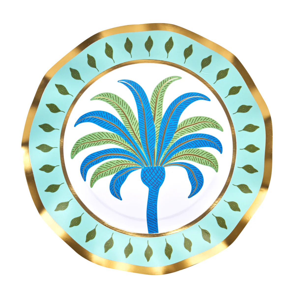Preppy Palm Salad Plate 8pk, 8" Gold Foil