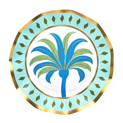 Preppy Palm Salad Plate 8pk, 8" Gold Foil