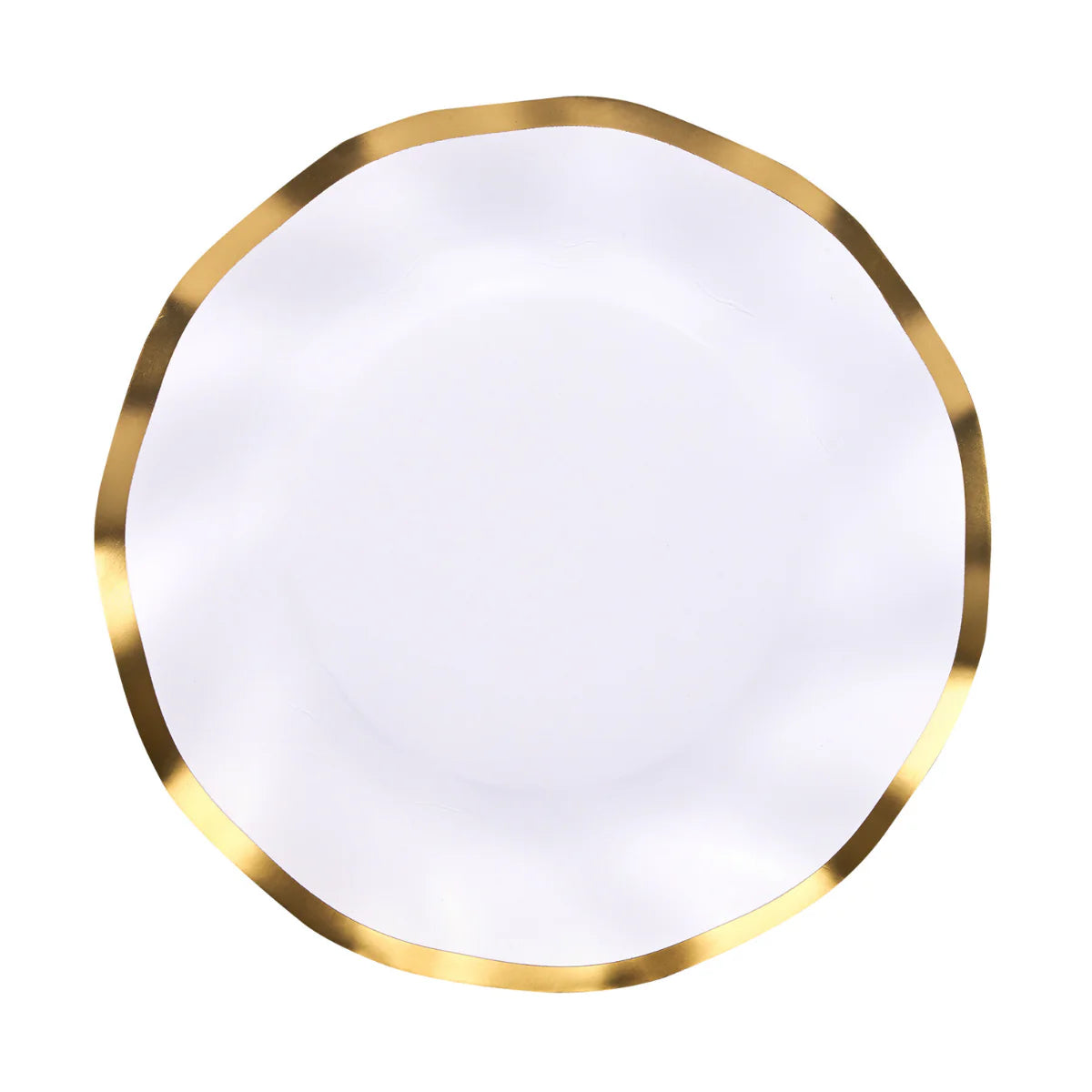 White and Gold Wavy 8in Salad/Dessert Plates 8ct