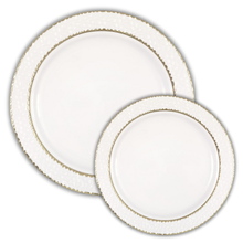 White Plastic Plates with Hammered and Gold Foil Edge 8ct