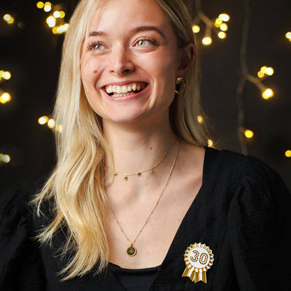 Gold Enamel Birthday Pin Badge