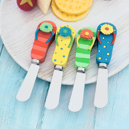 4-Piece Flip Flops Polyresin Cheese Spreader