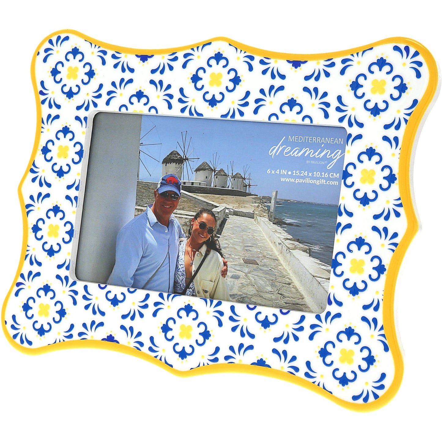 Blue & Yellow-8.25"x6.5" Picture Frame Holds 6" x 4" Photo